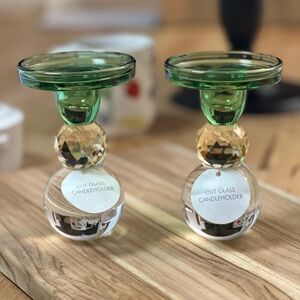 NEW Anthropologie cut glass candle holder - A set of two